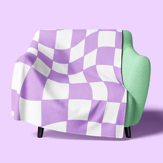 Lilac Checkboard Fleece Blanket