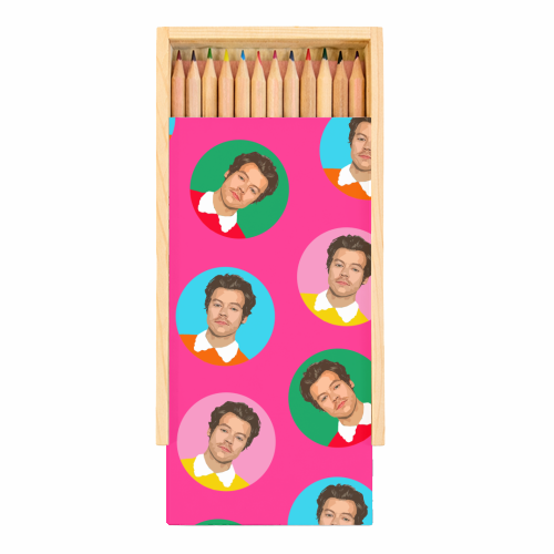 Coloured Pencils with Box 'Hazza Balls Pink'