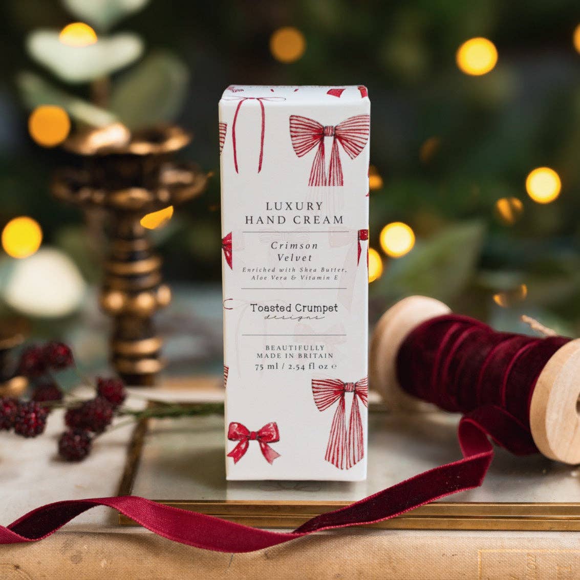 Crimson Velvet Luxury Hand Cream (Bows & Berries)