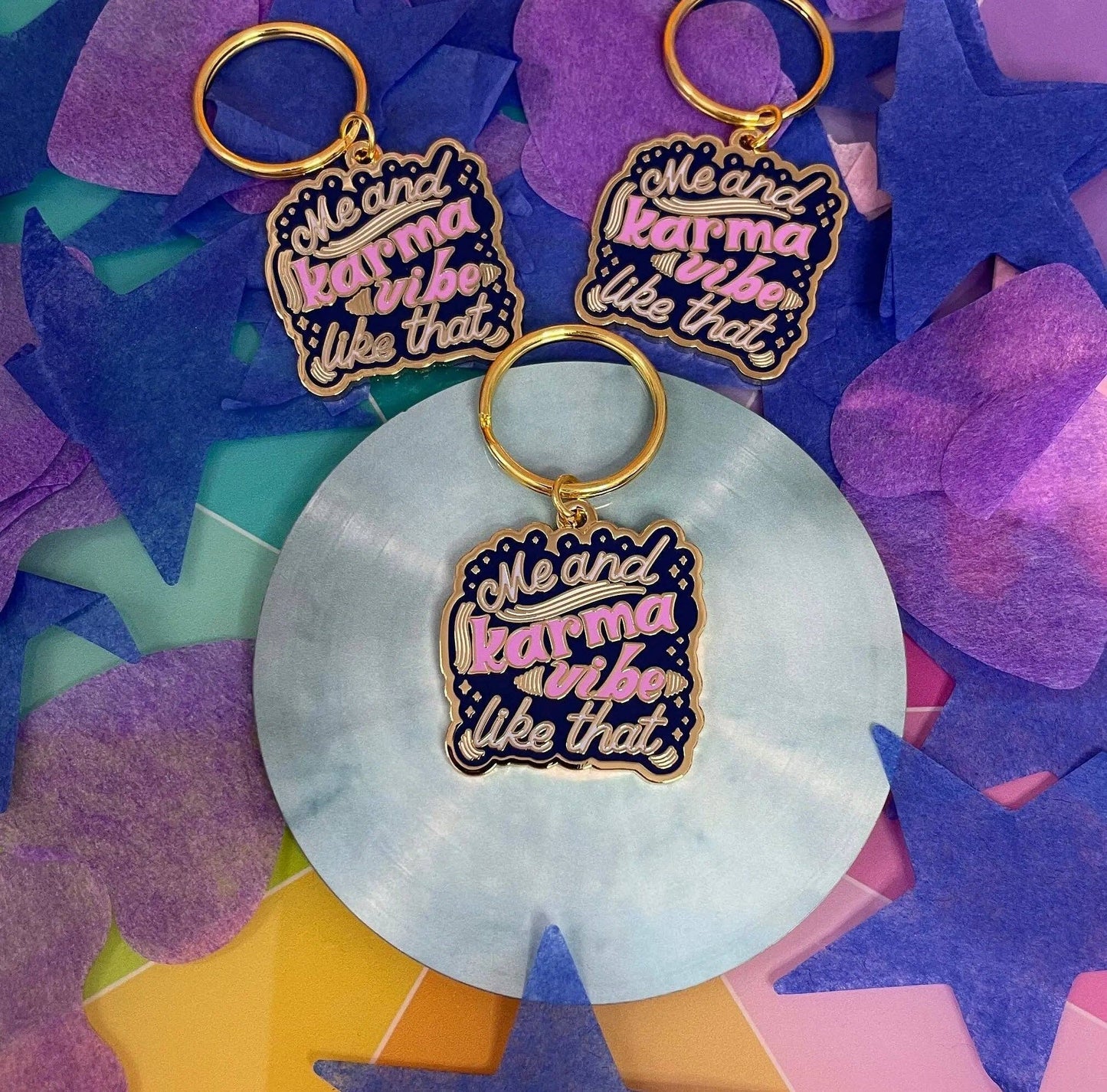 Me and Karma Vibe Like That - Enamel Keychain