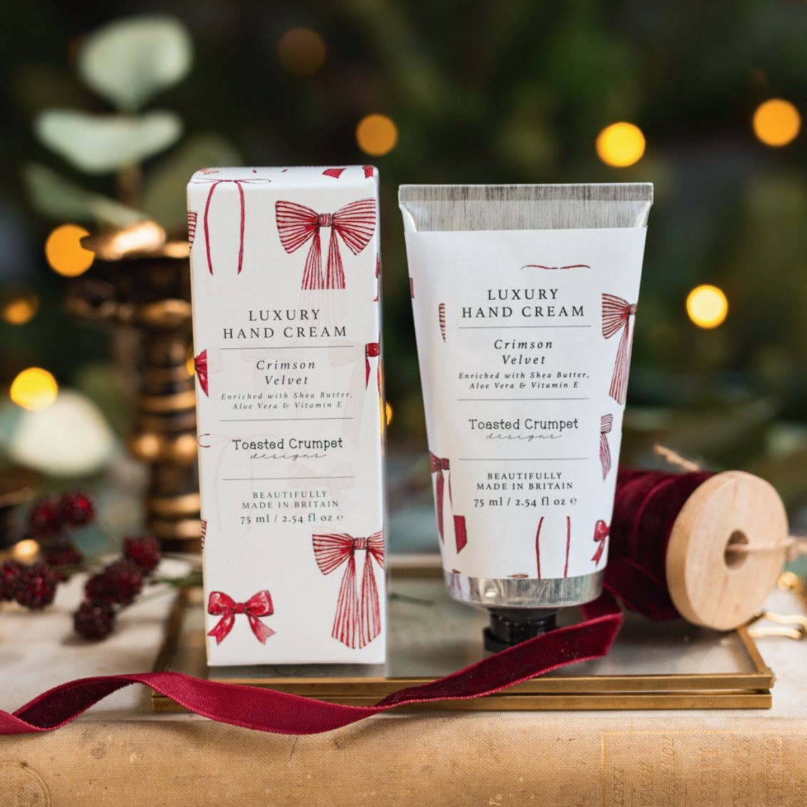 Crimson Velvet Luxury Hand Cream (Bows & Berries)