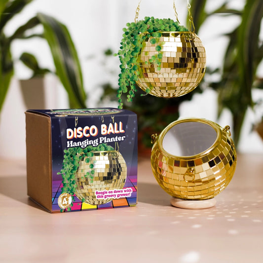 Disco Ball Hanging Planter - 4 Inches - Gold