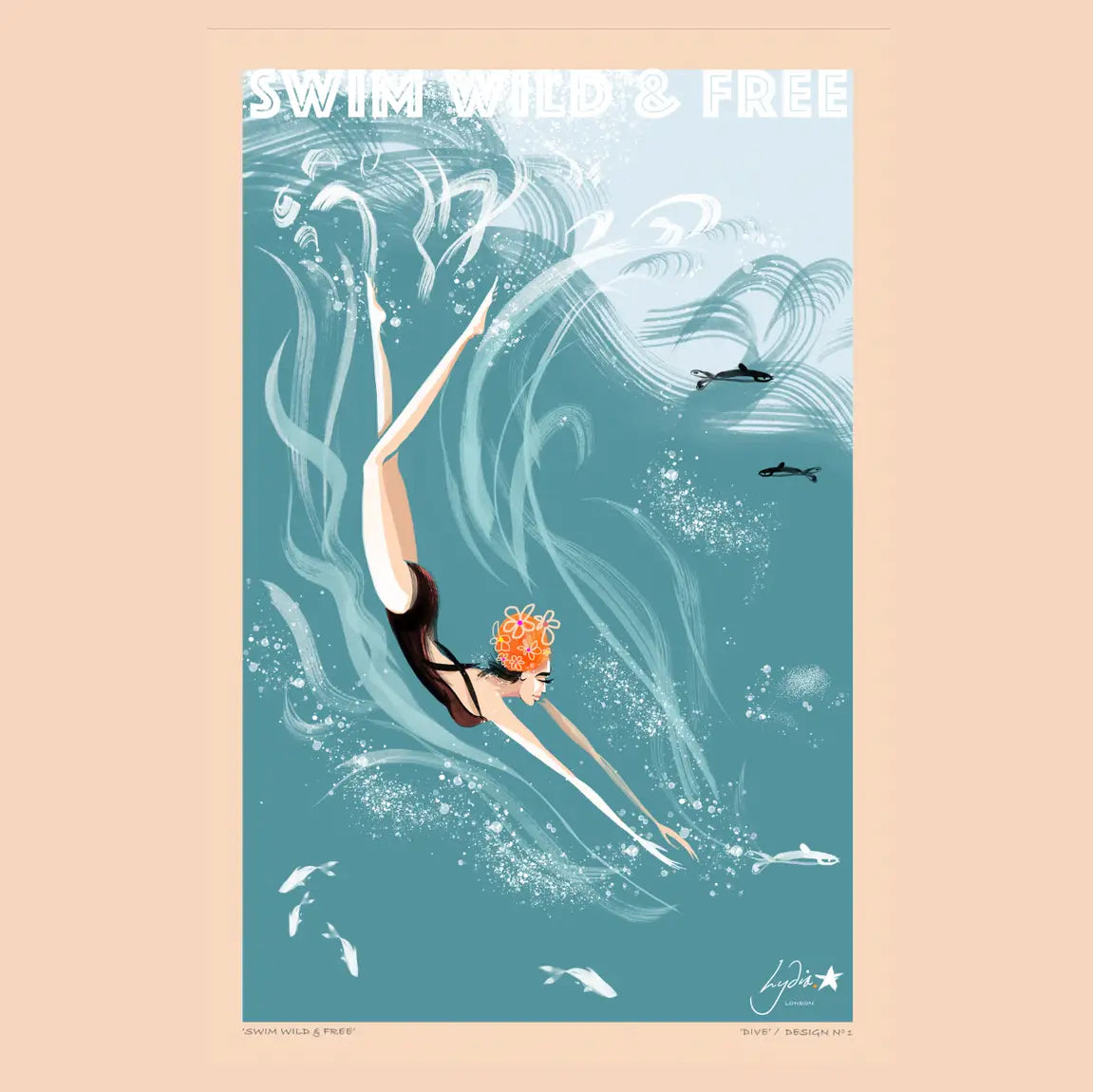 Tea Towel – Swim Wild & Free 'Dive'