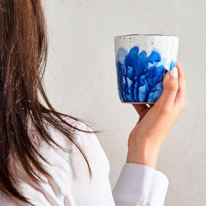 Marine Splash Mug White/Blue/Gold, Porcelain, 8.4 x 8.9 cm