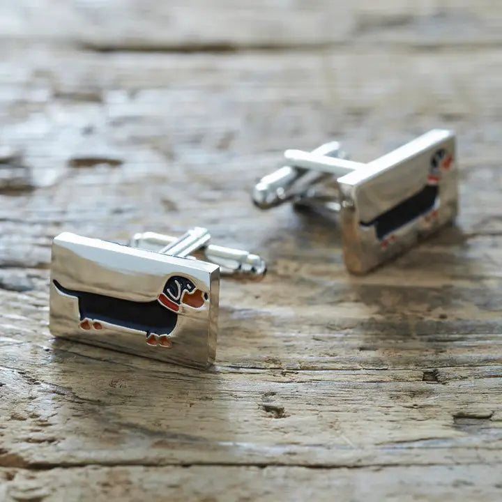 Silver Plated Cufflinks - Dachshund