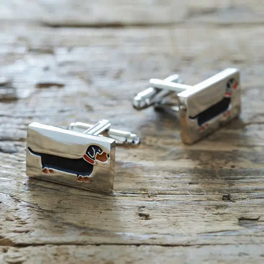 Silver Plated Cufflinks - Dachshund