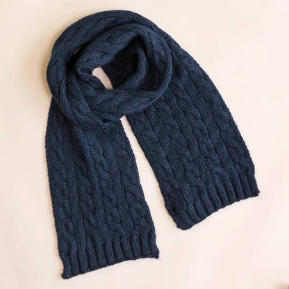 Navy Cable Knit Winter Scarf