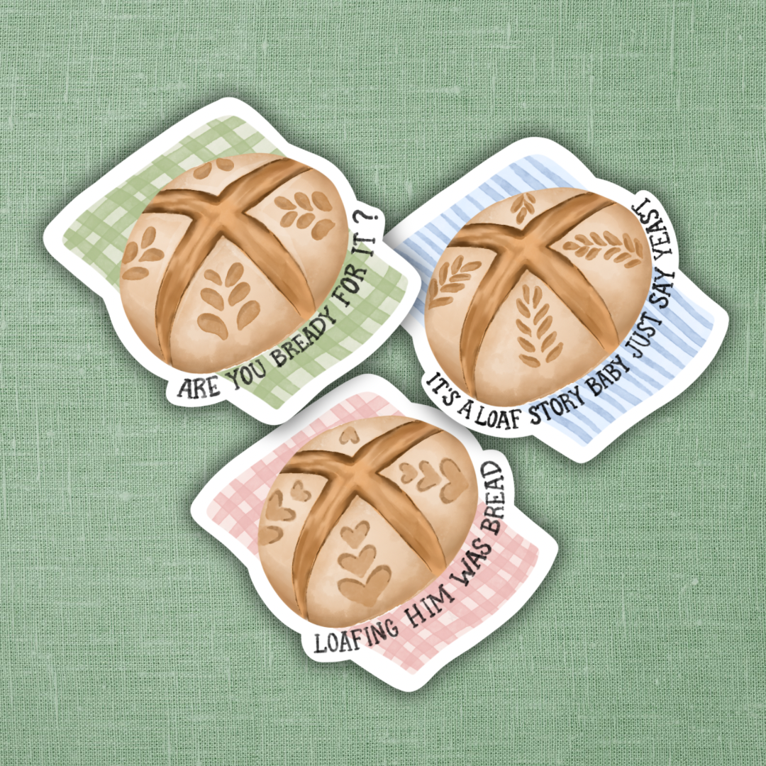 Loafing Him Was Bread Sticker 3" - Pink