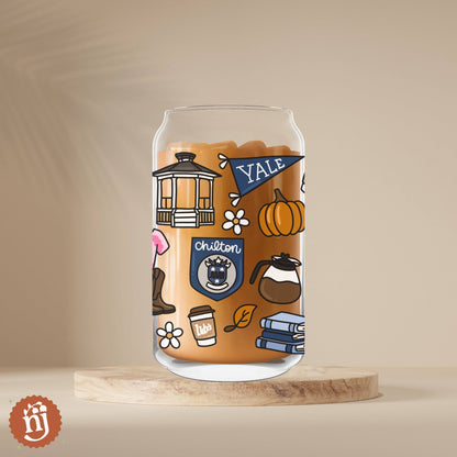 PREORDER - Gilmore Girls Inspired Back to Chilton Glass Can Tumbler - 16 Oz
