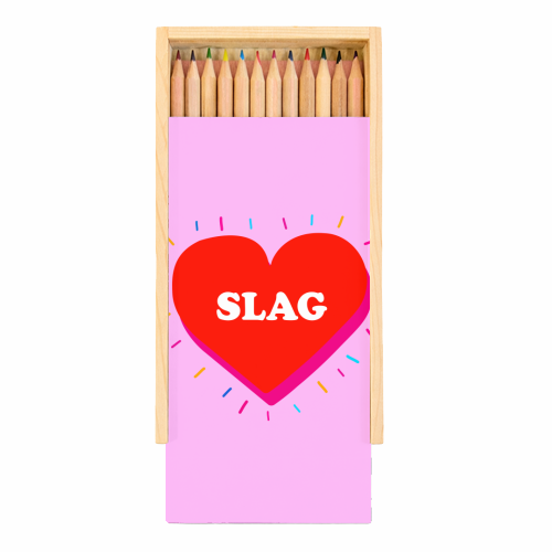 Coloured Pencils with Box 'SLAG HEART'