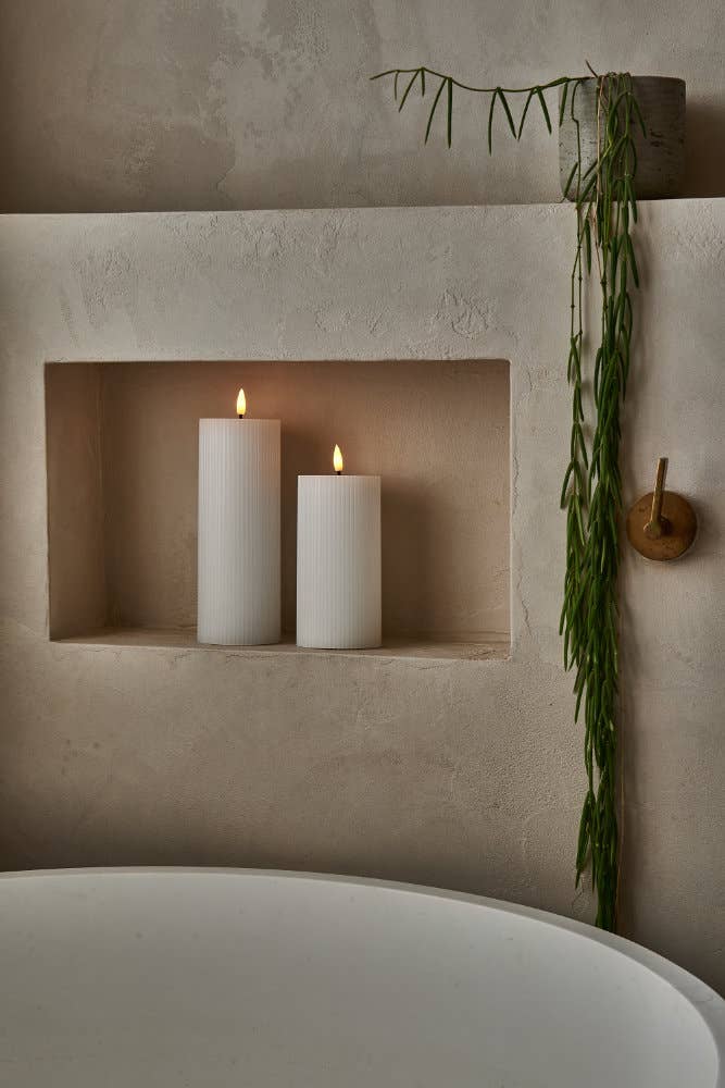 Ribbed Pillar Candle - Set of 2