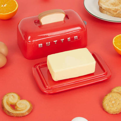 Balvi Butter Dish | Toasty Ceramic Butter Dish Red