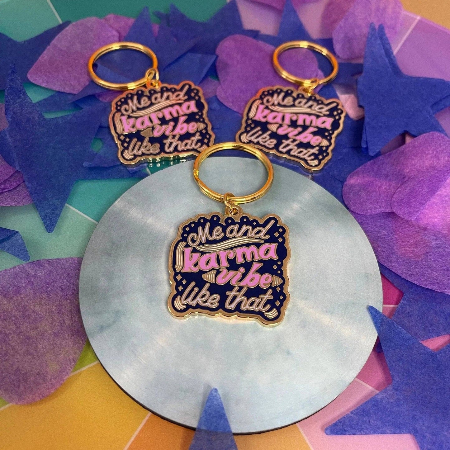 Me and Karma Vibe Like That - Enamel Keychain