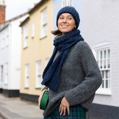 Navy Cable Knit Winter Scarf