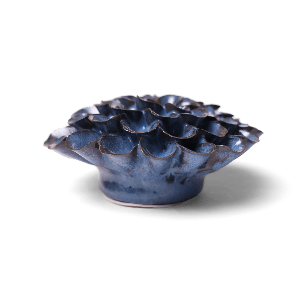 Japan Ceramic Flower - Blue Grey Pom Pom Dahlia