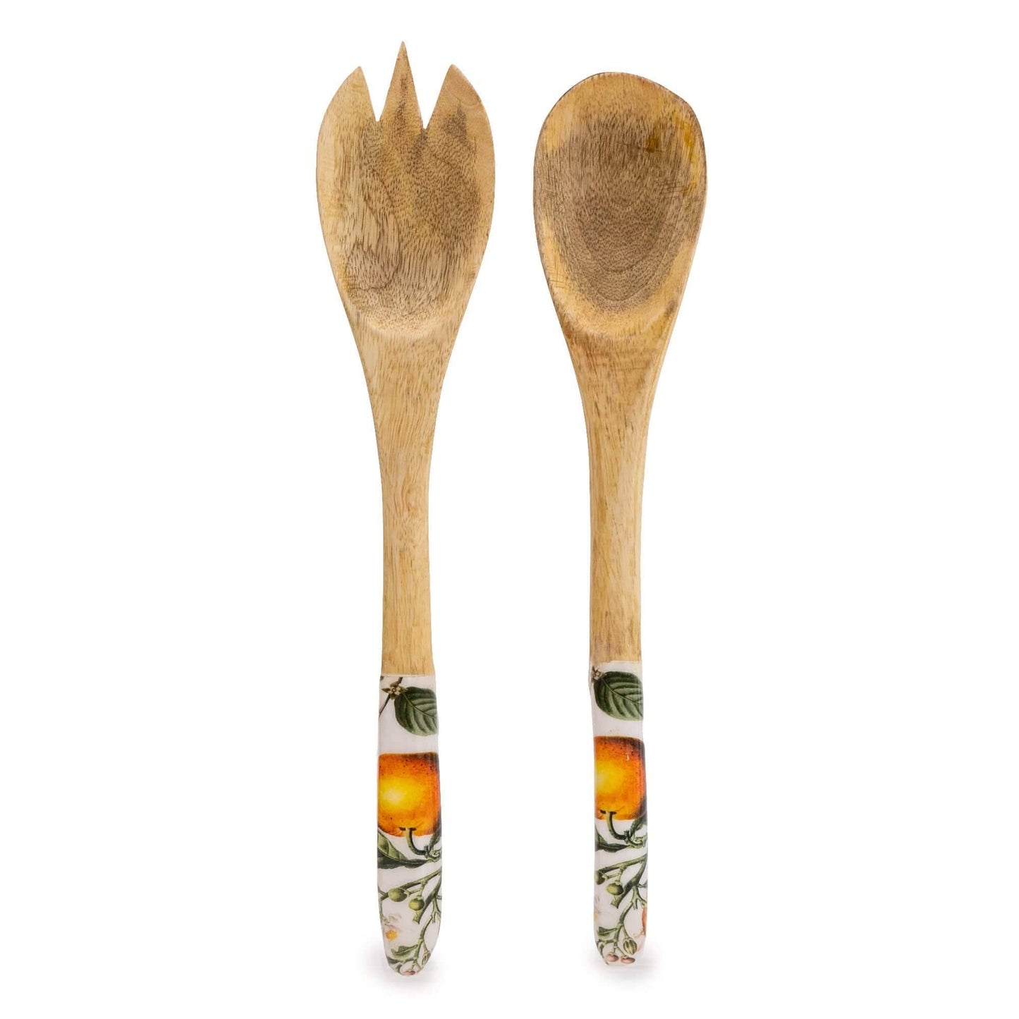 Orange Blossom Set of 2 Mango Wood Fork and Spoon