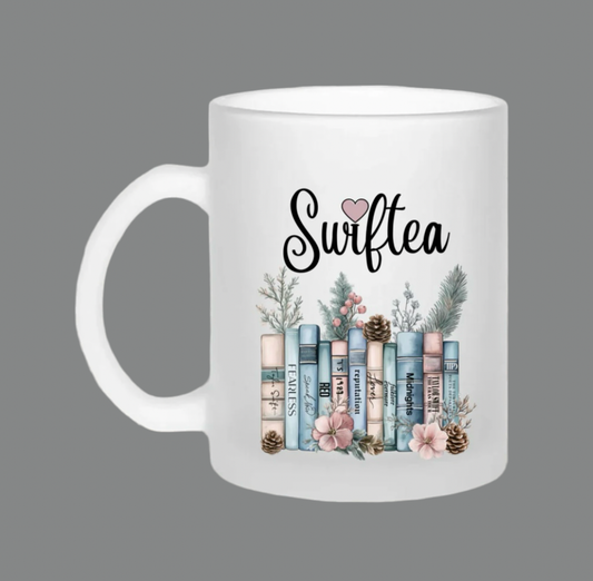 Frosted Winter Album Books Swiftea Glass Mug