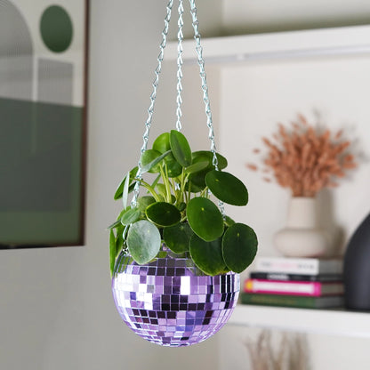 Disco Ball Hanging Planter - Lilac (6in)