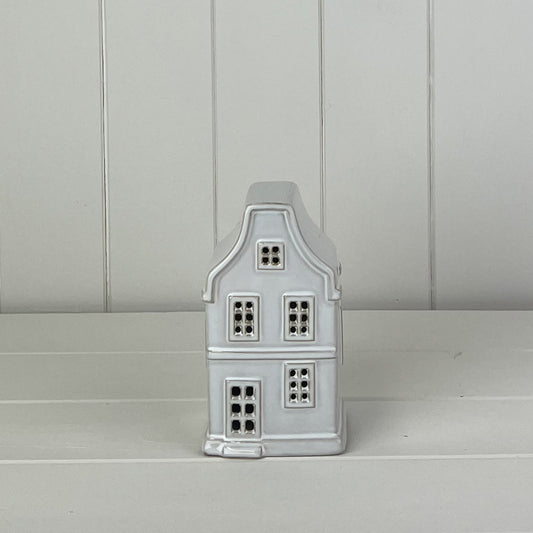 White Ceramic House Ornament with LED