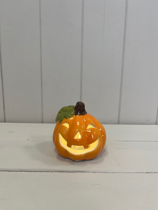 Orange Ceramic Pumpkin With LED