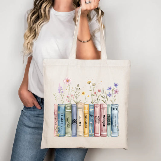 Taylor Inspired Albums as Books Wildflower Tote Bag