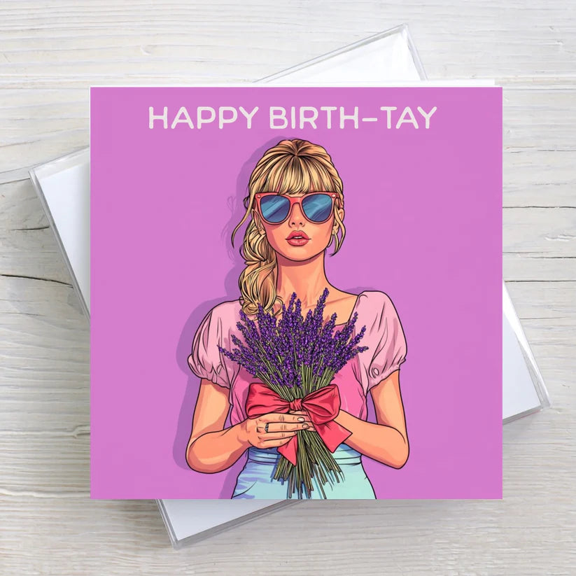 Lavender Happy Birth-tay Greetings Card