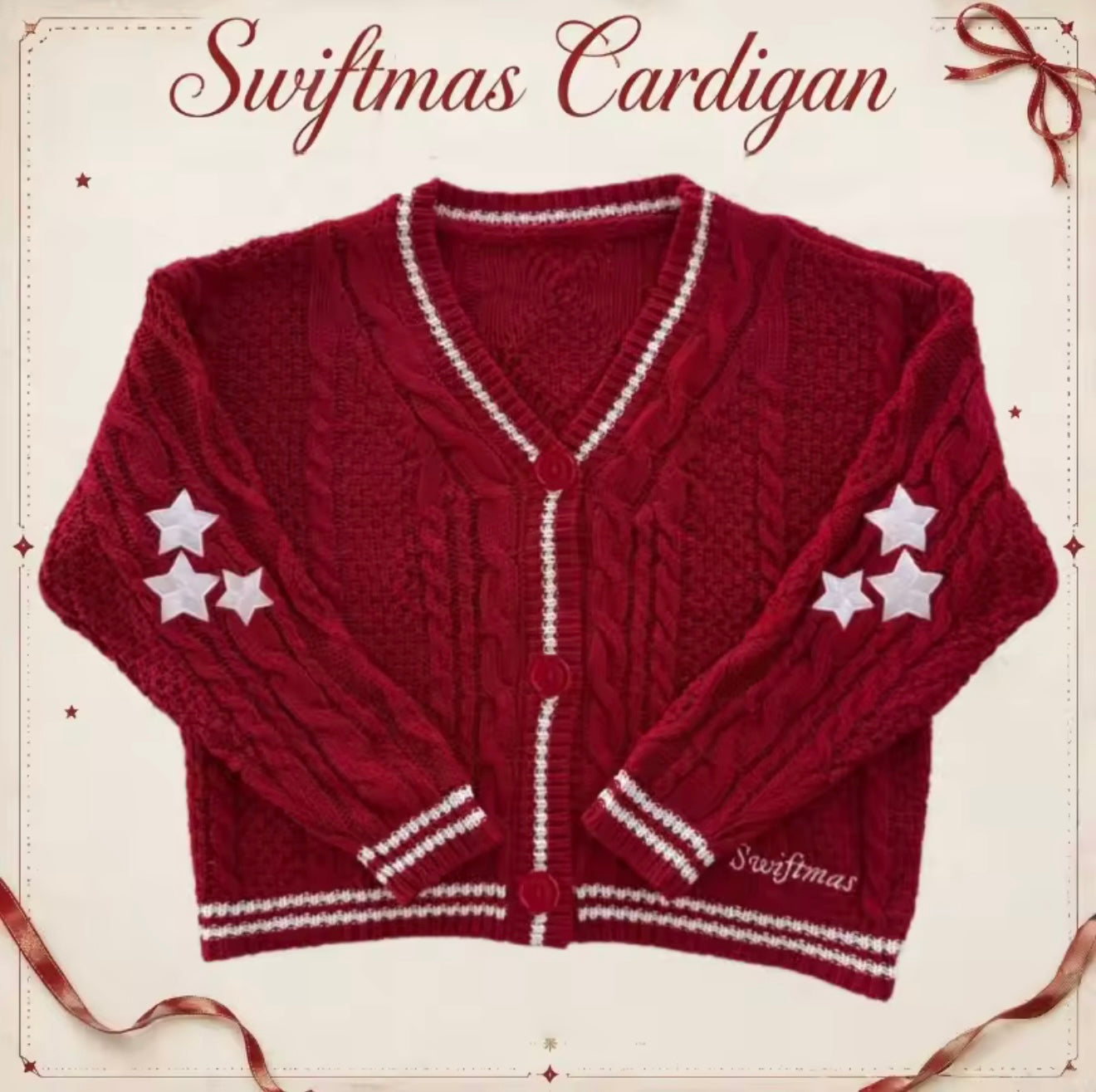 Swiftmas Crimson Red Cardigan