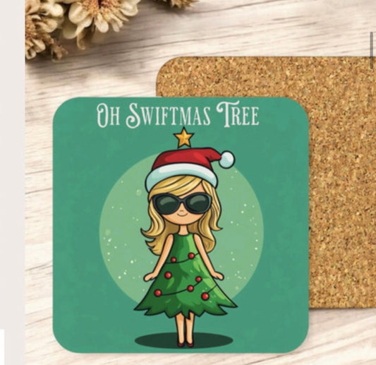 Oh Swiftmas Tree - Cork Backed Coaster