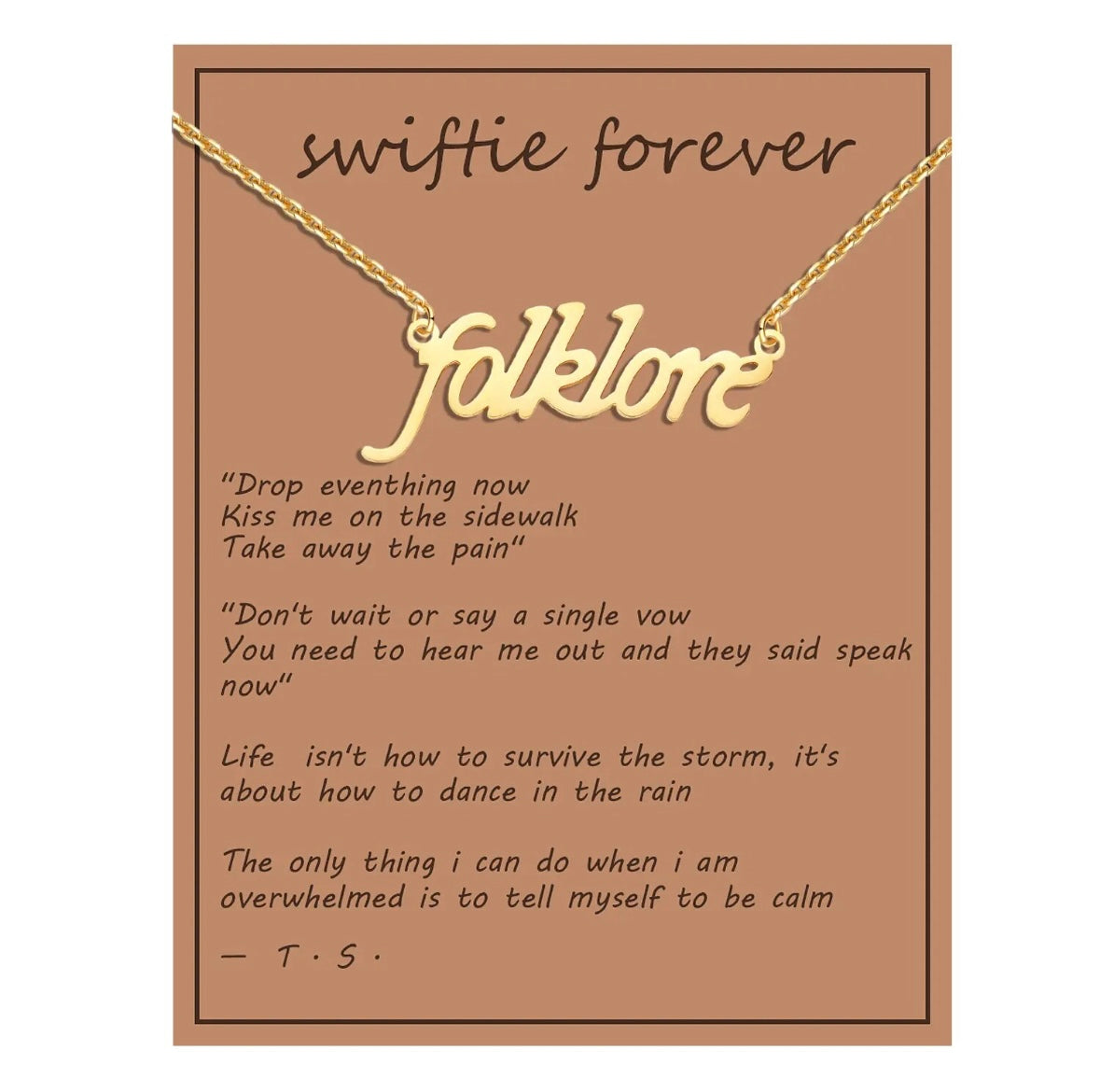 Taylor Swift Necklace - Folklore (Gold)