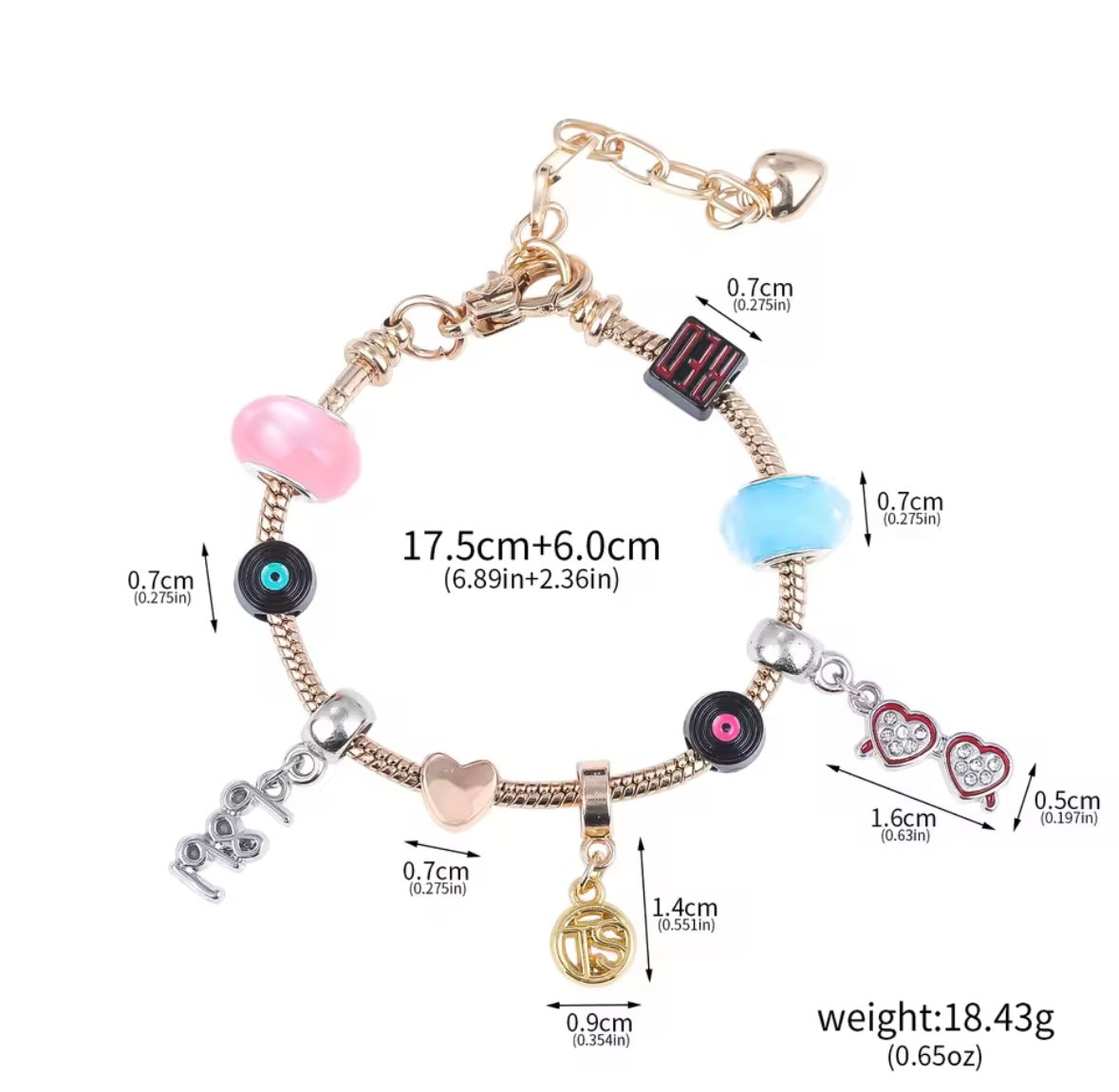 Taylor Inspired Charm Bracelet