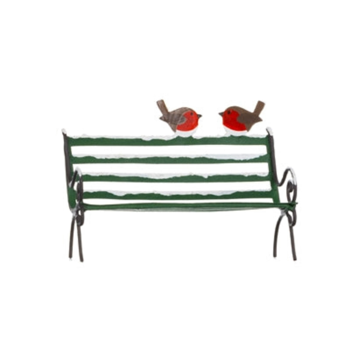 Robins on a Freestanding Park Bench