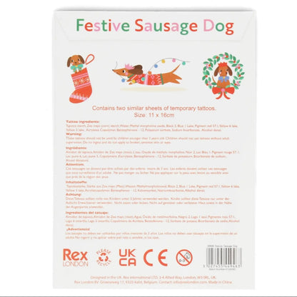 Temporary Tattoos - Festive Sausage Dog