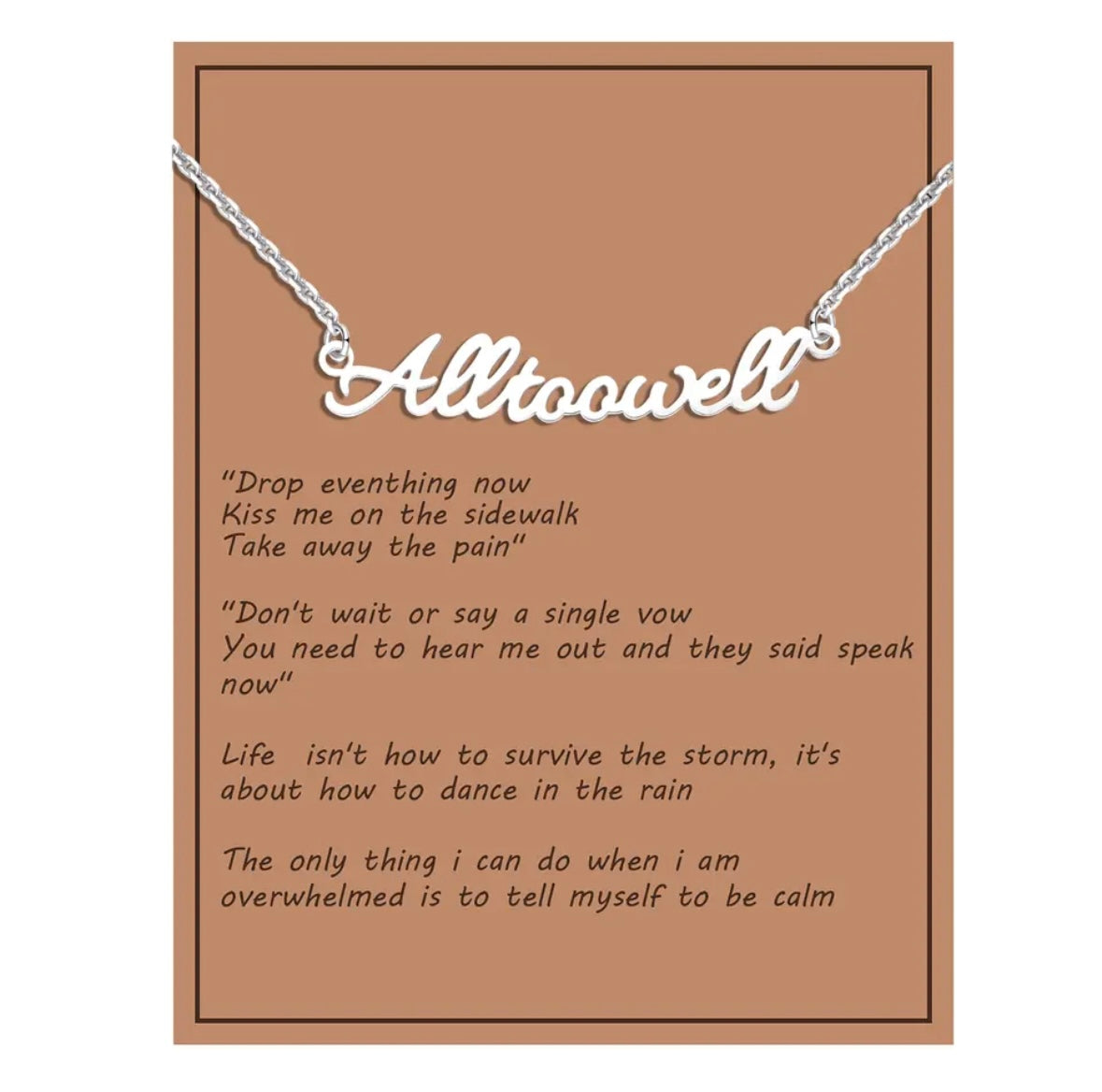 Taylor Swift Necklace - All Too Well - Silver