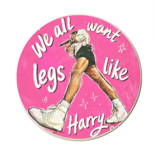Round Ceramic Coaster - Legs Like Harry By Ms Doodle