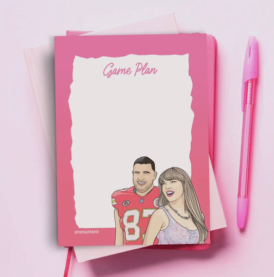 Travis Kelce and Taylor Swift Funny Notepad - Pop Culture Pad