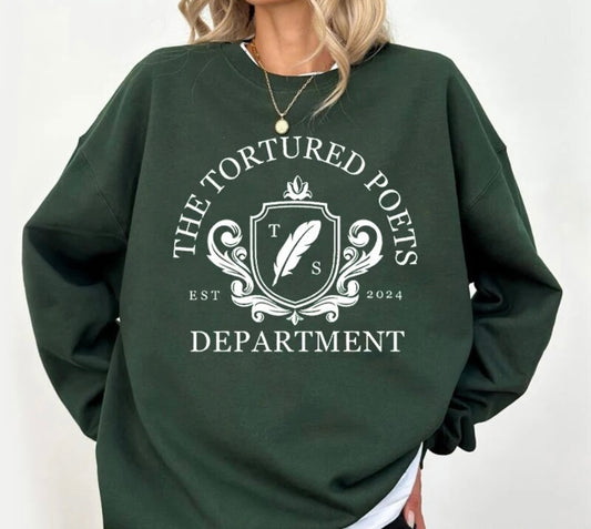 The Tortured Poets Department Sweatshirt - Forest Green - Medium