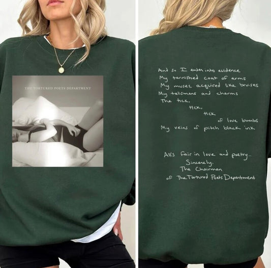 The Tortured Poets Department Sweatshirt - Forest Green - Large