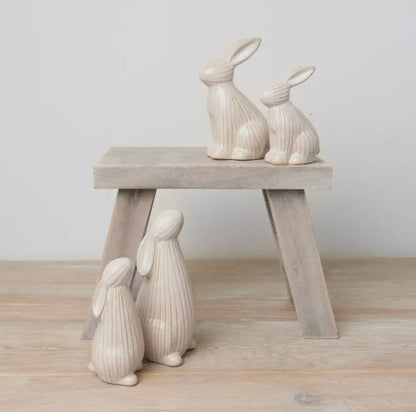 Ribbed Ceramic Bunny - 10 Cm