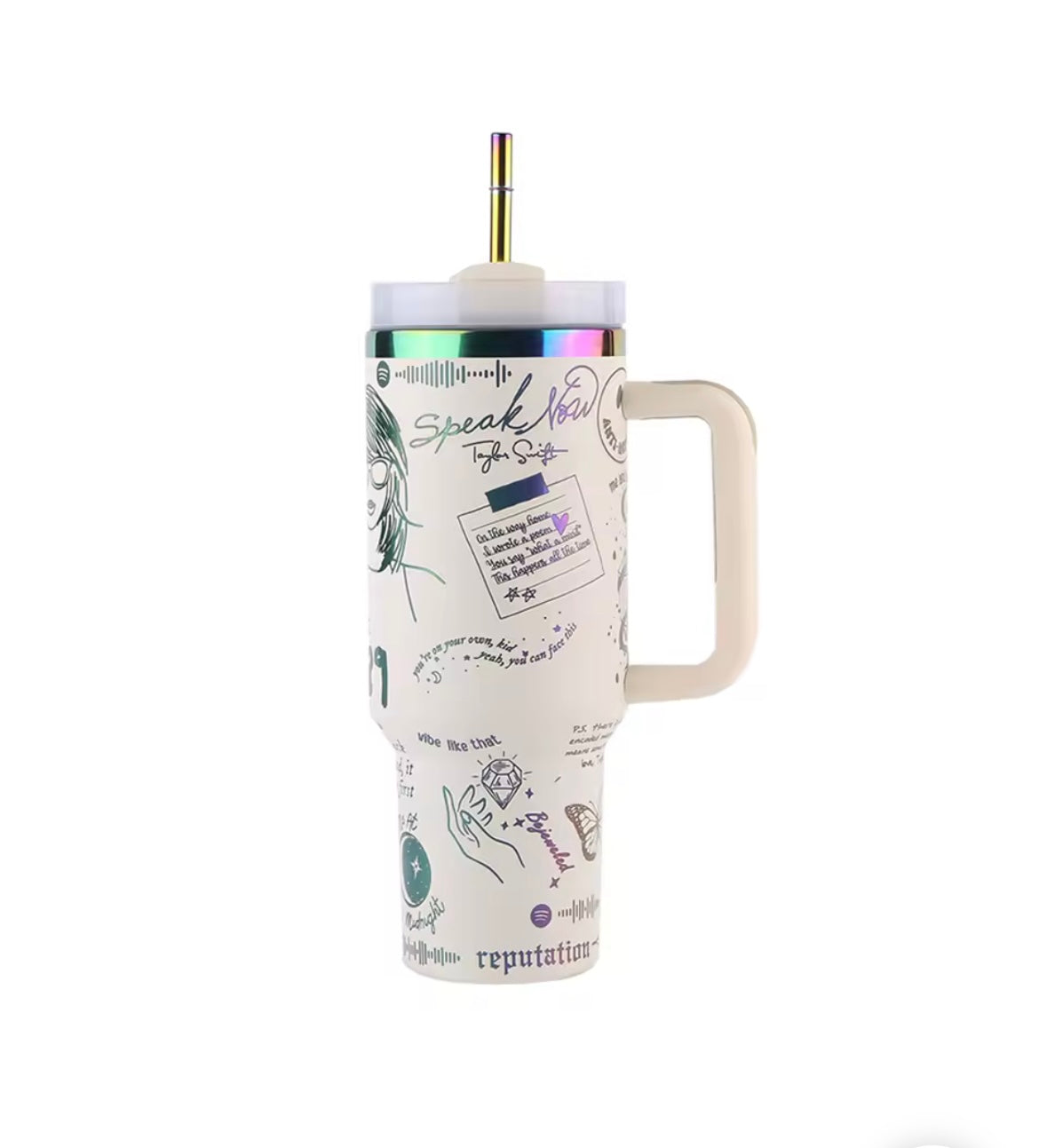 Cream Colour Stainless Steel 40 Oz Tumbler