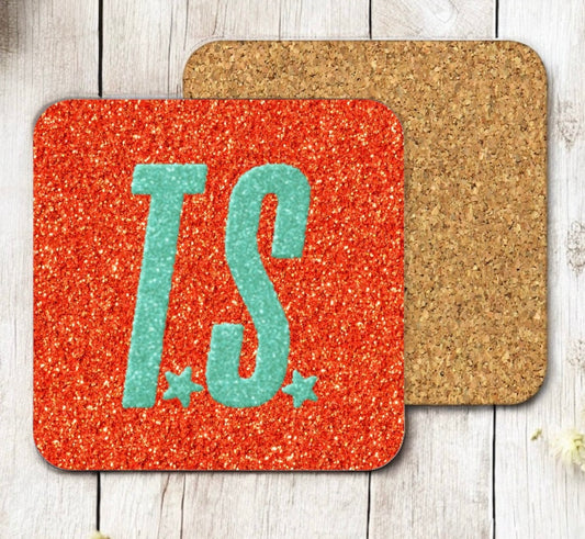 TS 12 Glitter Cork Backed Coaster