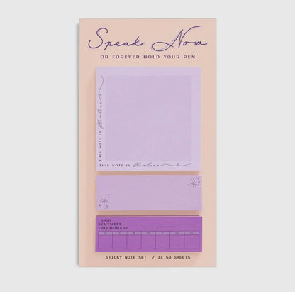 Speak Now or Forever Hold Your Pen Sticky Note Set