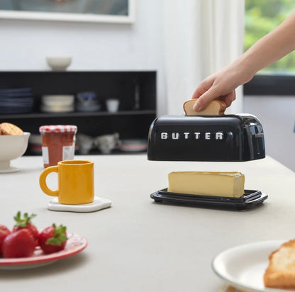 Balvi Butter Dish | Toasty Ceramic Butter Dish Black