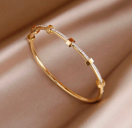 Jewelled Bangle in Silver or Gold