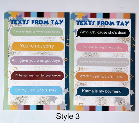 Texts from Tay-2 Sheets Per pack/10 stickers