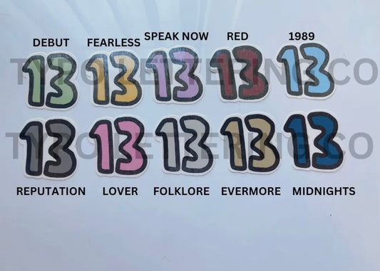 Large Number 13 Temporary Tattoo in Various Eras Colours