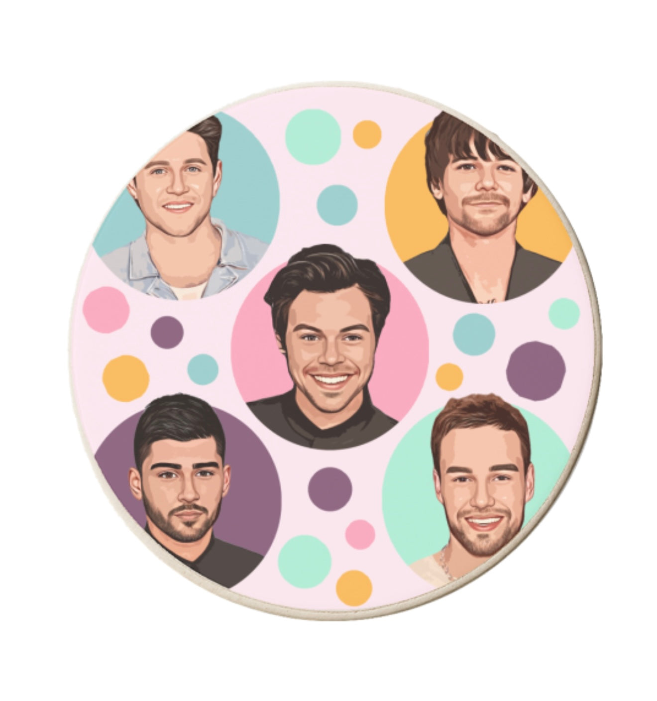 Round Ceramic Coaster - '1D Bubbles' by DOLLY WOLFE