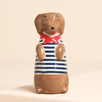 Ceramic Sausage Dog Bud Vase