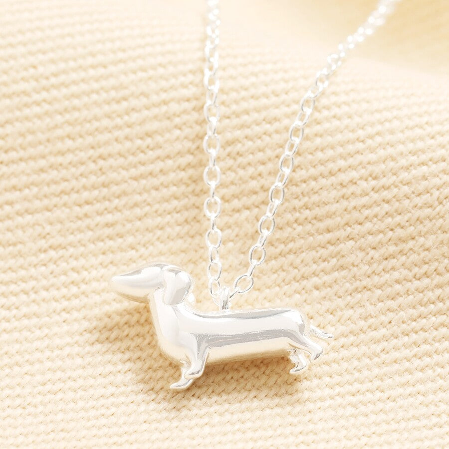 Sterling Silver Sausage Dog Pendant Necklace