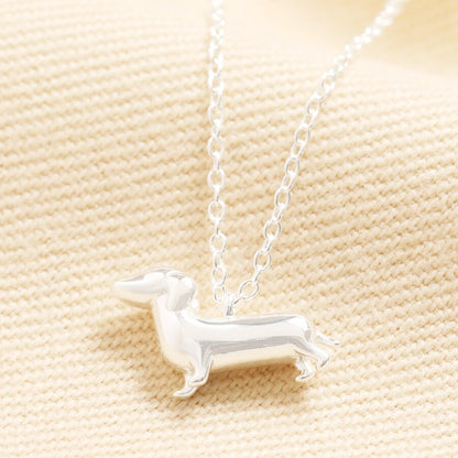 Sterling Silver Sausage Dog Pendant Necklace