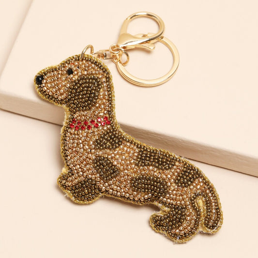 Beaded Sausage Dog Keyring and Bag Charm